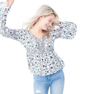 AEROPOSTALE Paisley Floral Bell Sleeve Peasant Blouse - Size Large